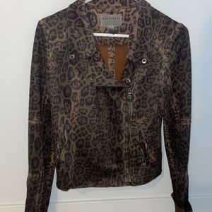 Anthropologie suede leopard jacket